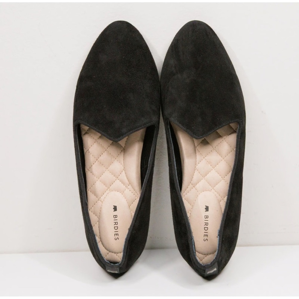 Birdies Black Suede Pointed Toe Flats Women's Size 8 Comfort Loafers